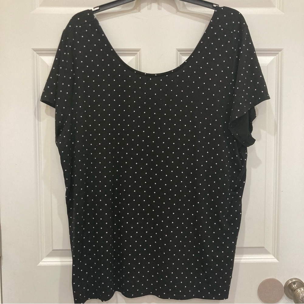 Torrid black white polka dot top with faux corset back size 5